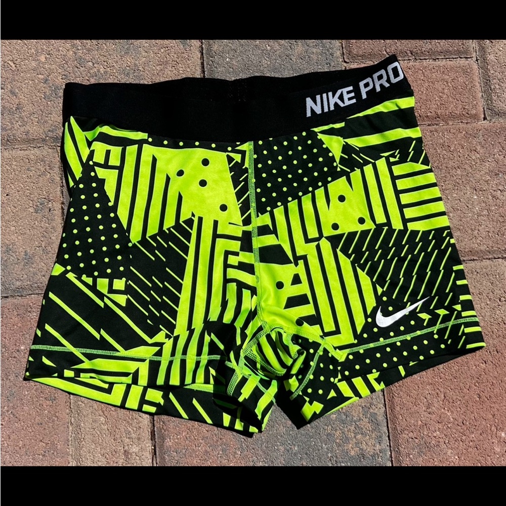 Nike Pro Neon Green and Black Active Shorts/Spanks